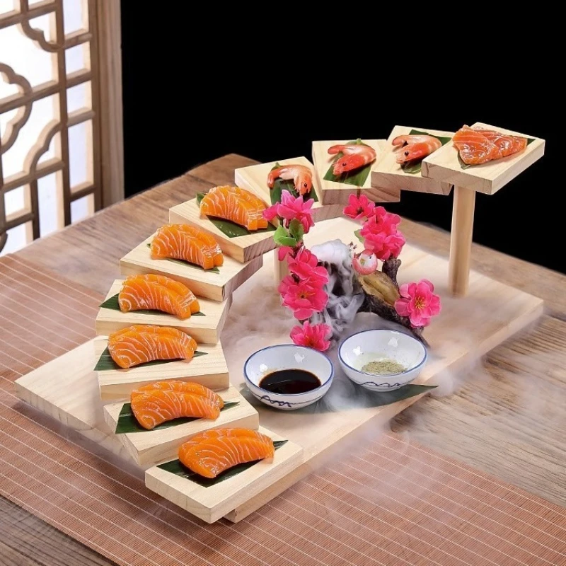LH ladder barbecue tableware step by step sashimi sushi plate tableware wooden
