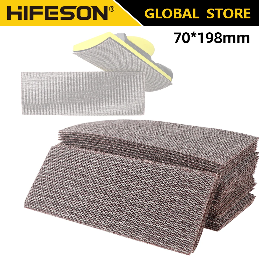 HIFESON 70x198mm Rectangular Sanding Sandpaper Vacuuming Sandpaper Sanding Disc Sanding Disc-Abrasive Paper 98A Sander Accessory 