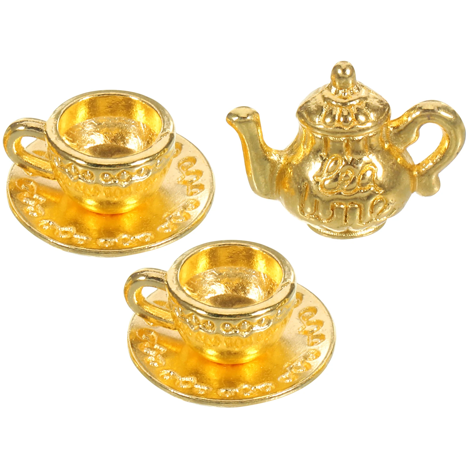 

Mini Metal Teapot Set Golden Kitchen Props Decorative Mini Teapot Tea Kettle Desktop Office Accessories Reusable Zinc Alloy