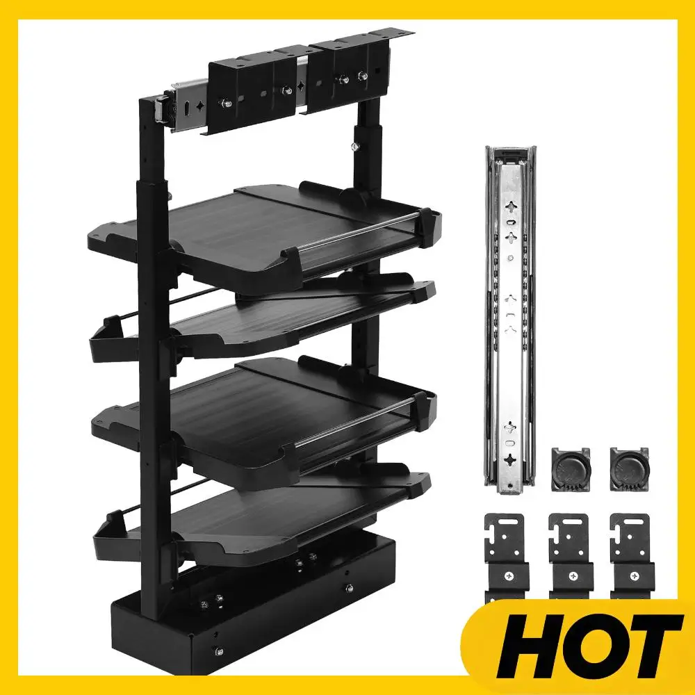 

4 Tier Pull-Out Metal Stackable Shoe Rack Adjustable Height Retractable Shoe Rack Organizer for Closet Shoe Cabinet