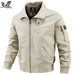 Men's Autumn Winter 100% Cotton Jackets Military Golf Bomber Jacket Casual Field Cargo Coats Windbreakers Jackets Men Clothing
