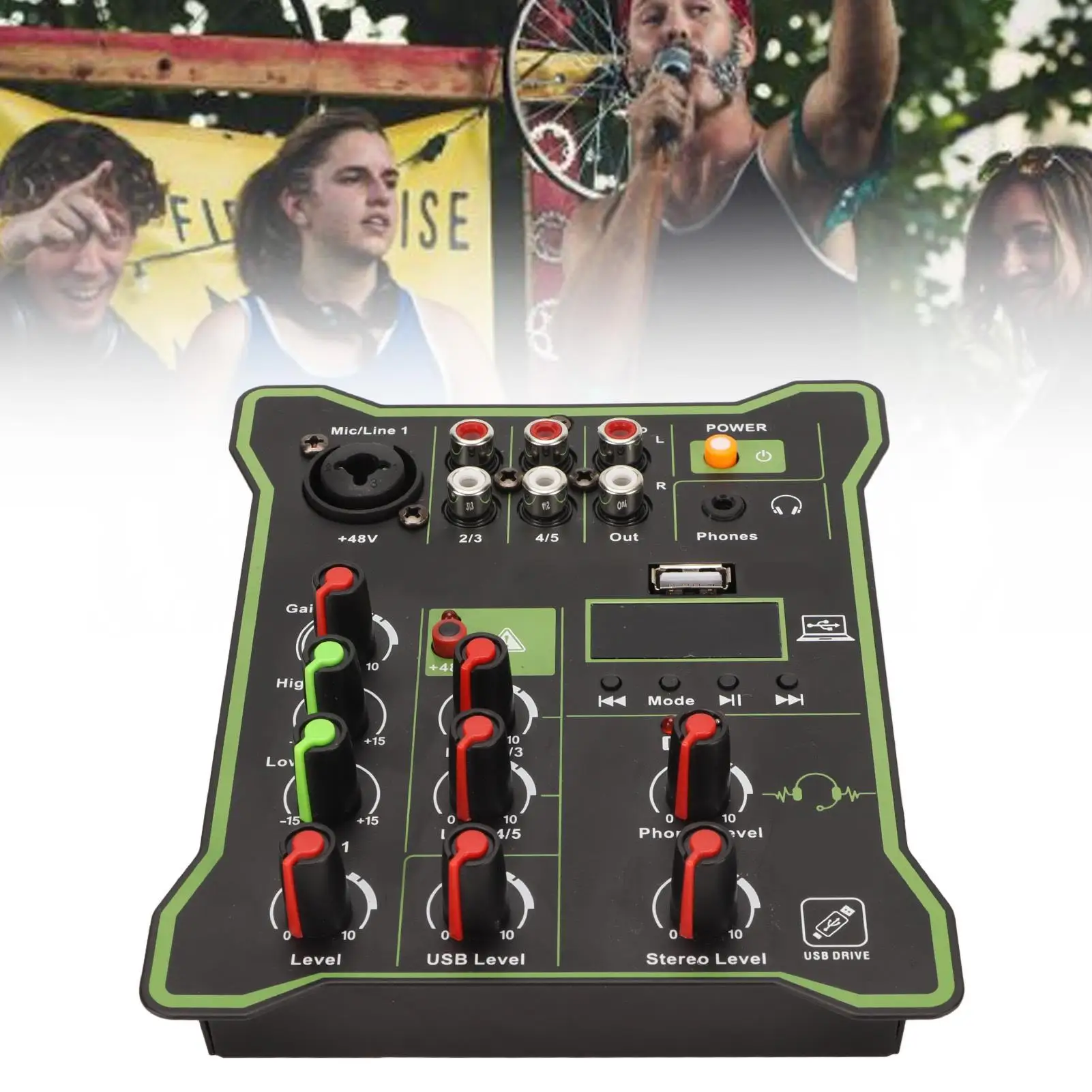 Professional 5-Channel USB DJ Mixer Sound Board for MP3, for recording , Party & KTV Use