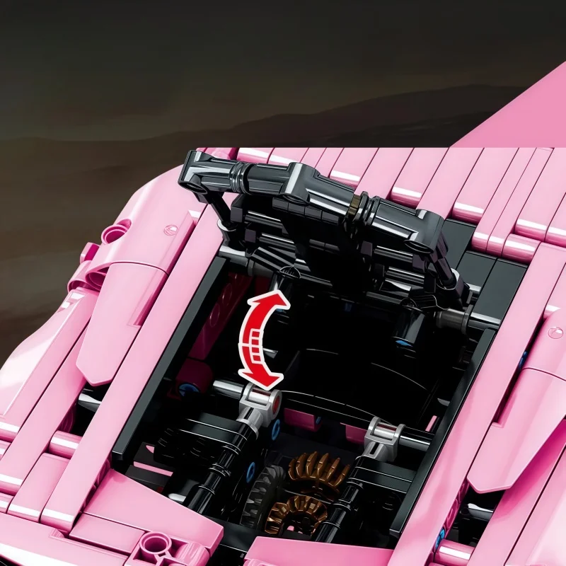 1296 + Uds. Coche de carreras técnico Lamborghinied rosa, modelo de bloques de construcción, vehículo urbano deportivo, ladrillos para montar, juguete para niños y adultos, Gif