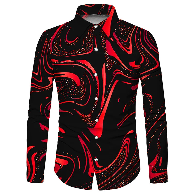 2023 Men's Gilded Multi-Color Series Fashionable Casual Party Soft and Comfortable Lapel Large Size Long Sleeve Shirt