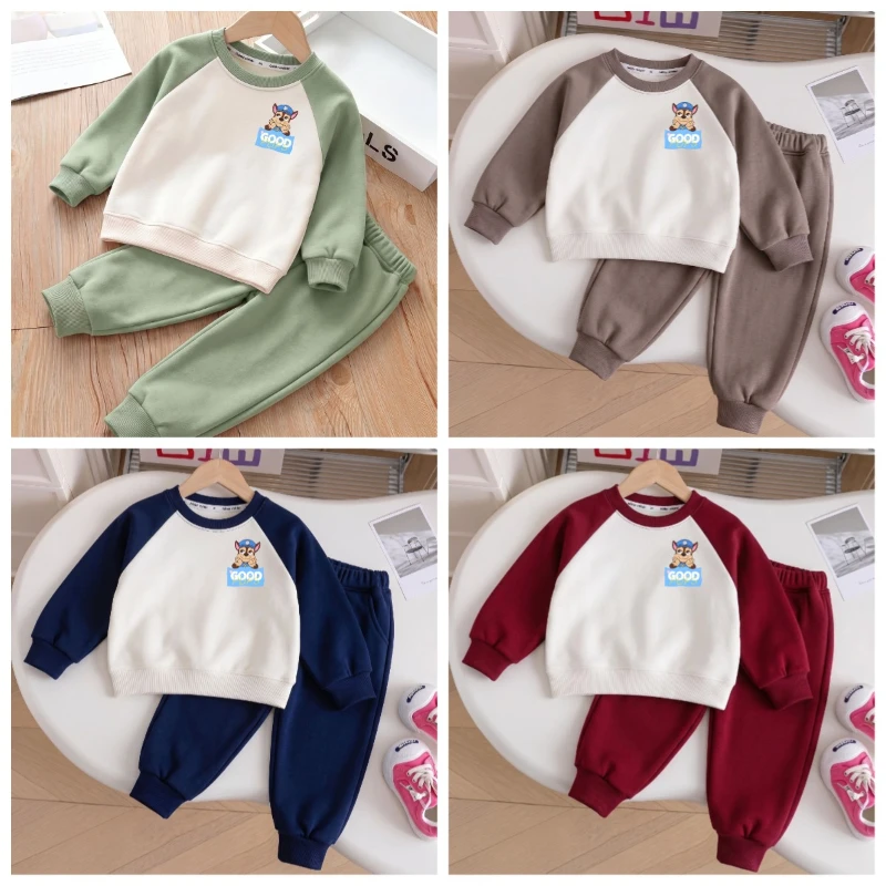 2026 Autumn New Style Children's Casual Hoodies Sets Kids Fashion Tracksuit Paw Patrol Printed Boys Casual Sweatshirts Pant 2pcs
