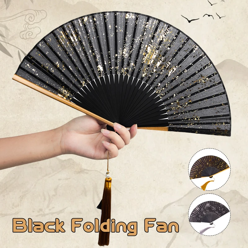 Antique Bamboo Fan Folding Fan Chinese Style Hanfu Cheongsam Qipao Fan Oriental Dancing Fan Photo