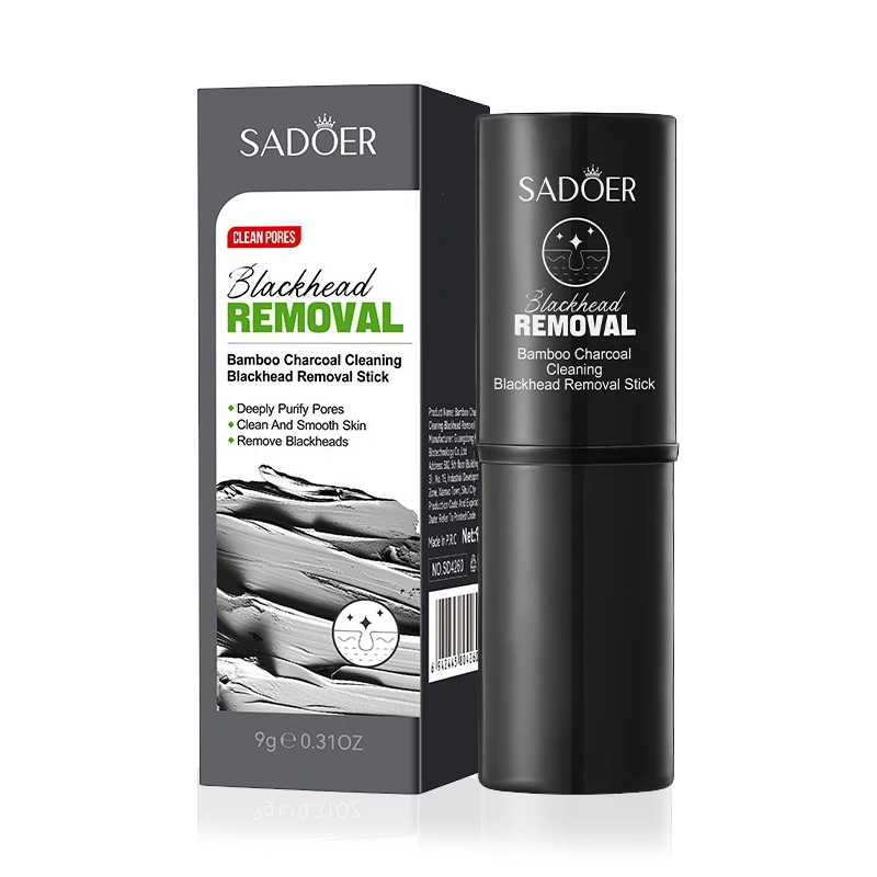 SADOER Bamboo Charcoal Blackhead Remover Stick Pore Vacuum Cleaner for Face Deep Cleans Oil Dirt Minimizes Pores Smooths Skin