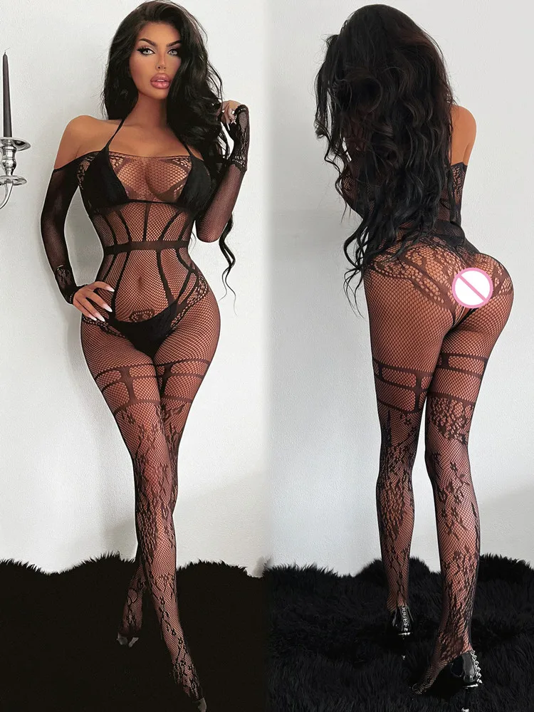 Pakaian klub malam Ultra Fashion pakaian erotis piyama wanita dewasa Set seksi Babydoll berongga pakaian dalam erotis setelan tubuh