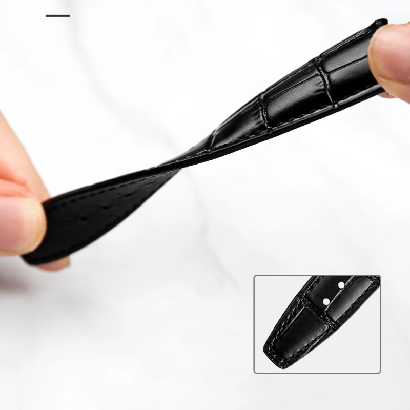 ل IWC بورتوفينو الخيزران الملمس الساعات 20 22 قسط الجلود واجهة مسطحة إبرة مشبك أزرق أسود براون سوار ساعة