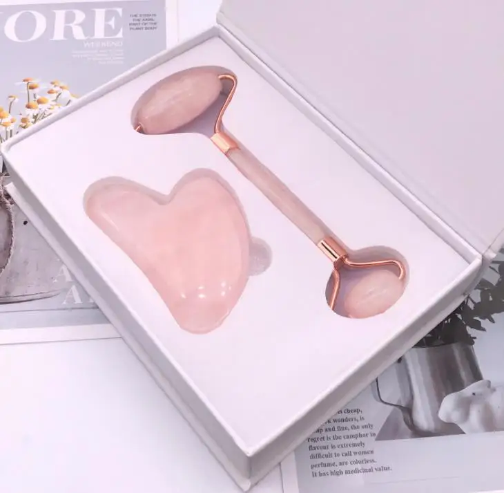 Natural rose gouache scraper, lifting massager, facial scraping board, facial relaxation lifting roller
