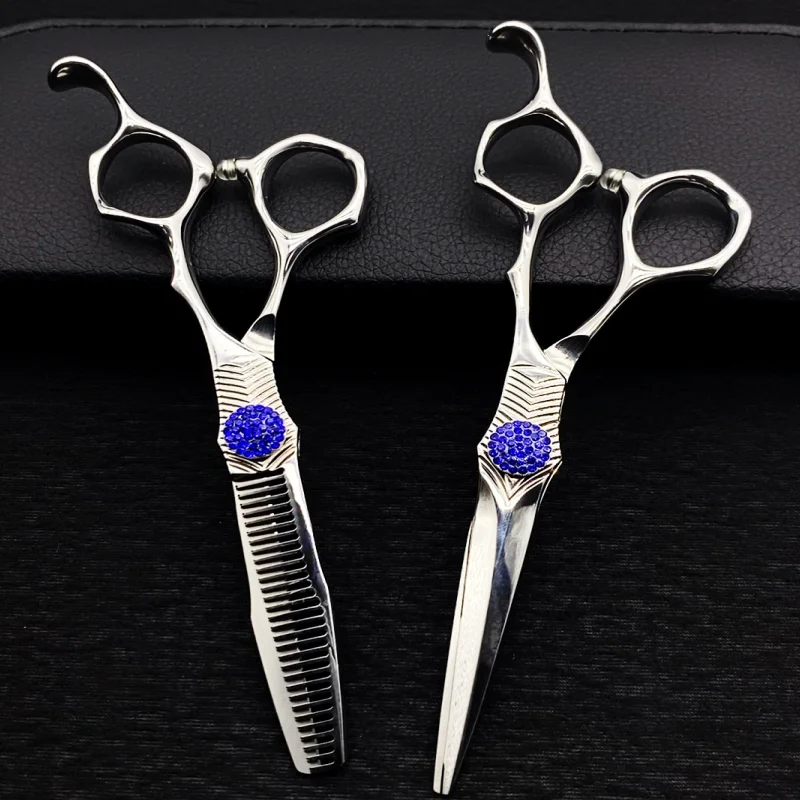 

6.5''Profession Hairdressing Scissor,Hair Cutting Tool,High-grade blue diamond cut , Sharp Scissor thinning Scissor for Barber