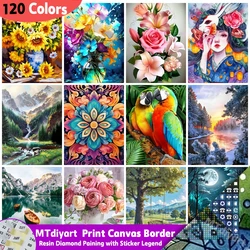 Mandala bloem diamant schilderij 120 kleuren met sticker legende print canvas grens landschap waterval hobby handgemaakte cadeau decor