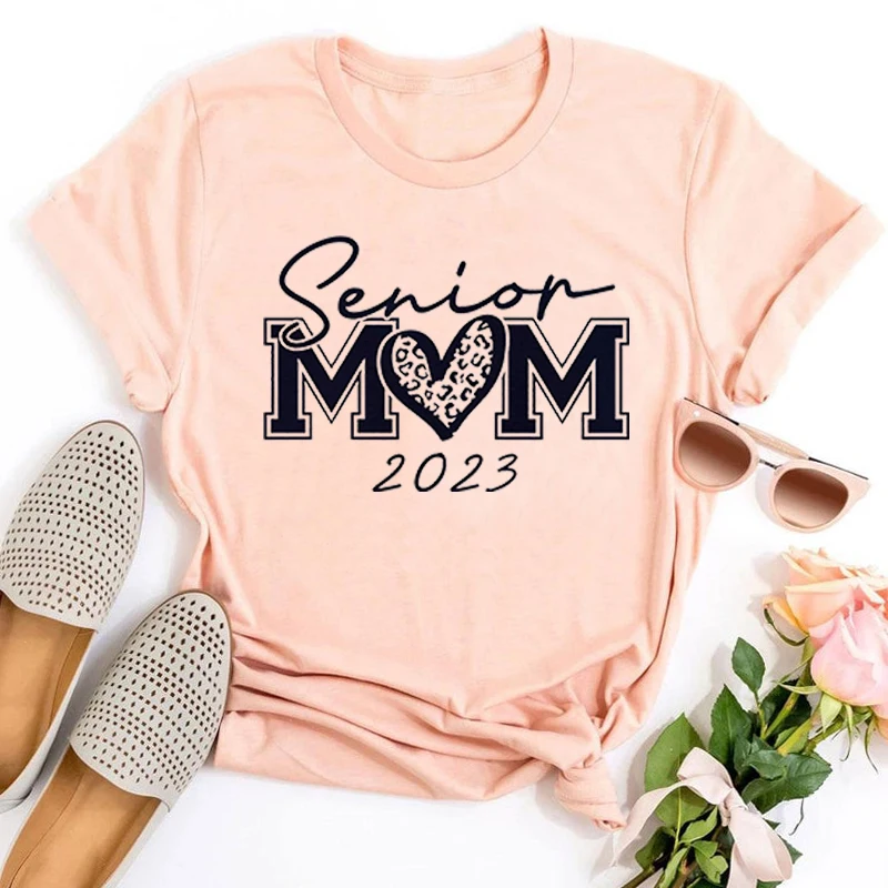 

Senior Mom 2023 Shirts Senior Mom Leopard Heart Graduation T Shirt Women Graduate 2023 Graphic Kawaii Clothes L