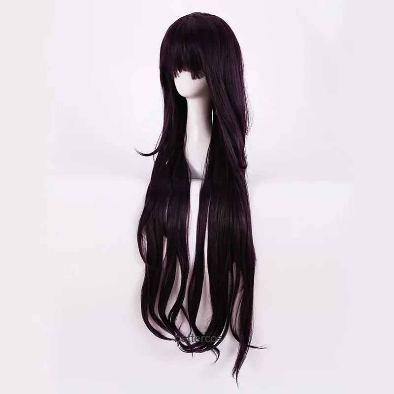 

ff34Dangan Ronpa 2 Danganronpa Mikan Tsumiki Cosplay Wigs Long Purple Wavy Heat Resistant Synthetic Hair + Wig Cap