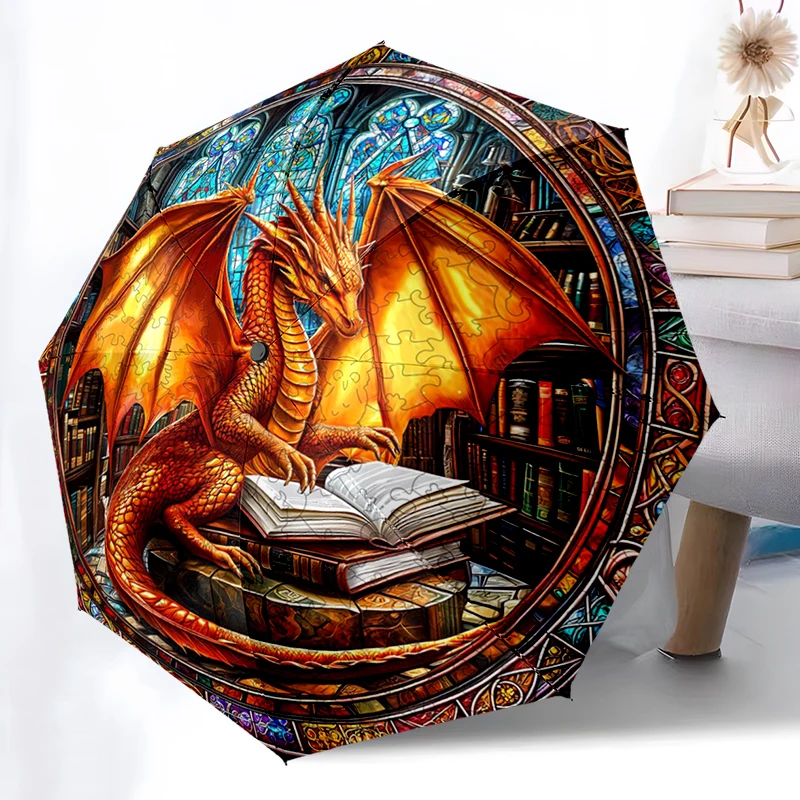Retro YinYang Dragon Umbrella, Portable 8-Rib Iron Frame Umbrella, Perfect for Outdoor Travel, Home Accessory, Christmas Gifts