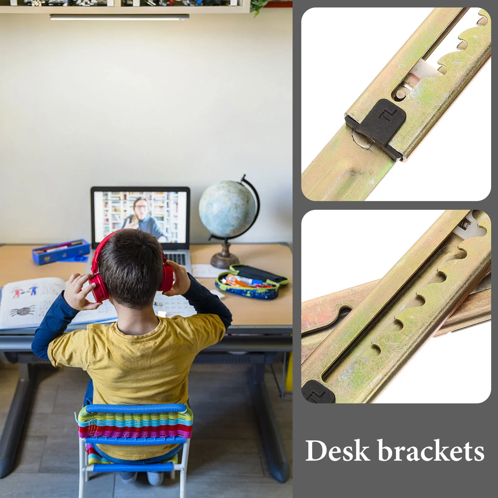 

1Pair Adjustable Desk Brackets 7-Level Height Angle Regulator for Student Study Drawing Ergonomic Support Heavy Duty Metal