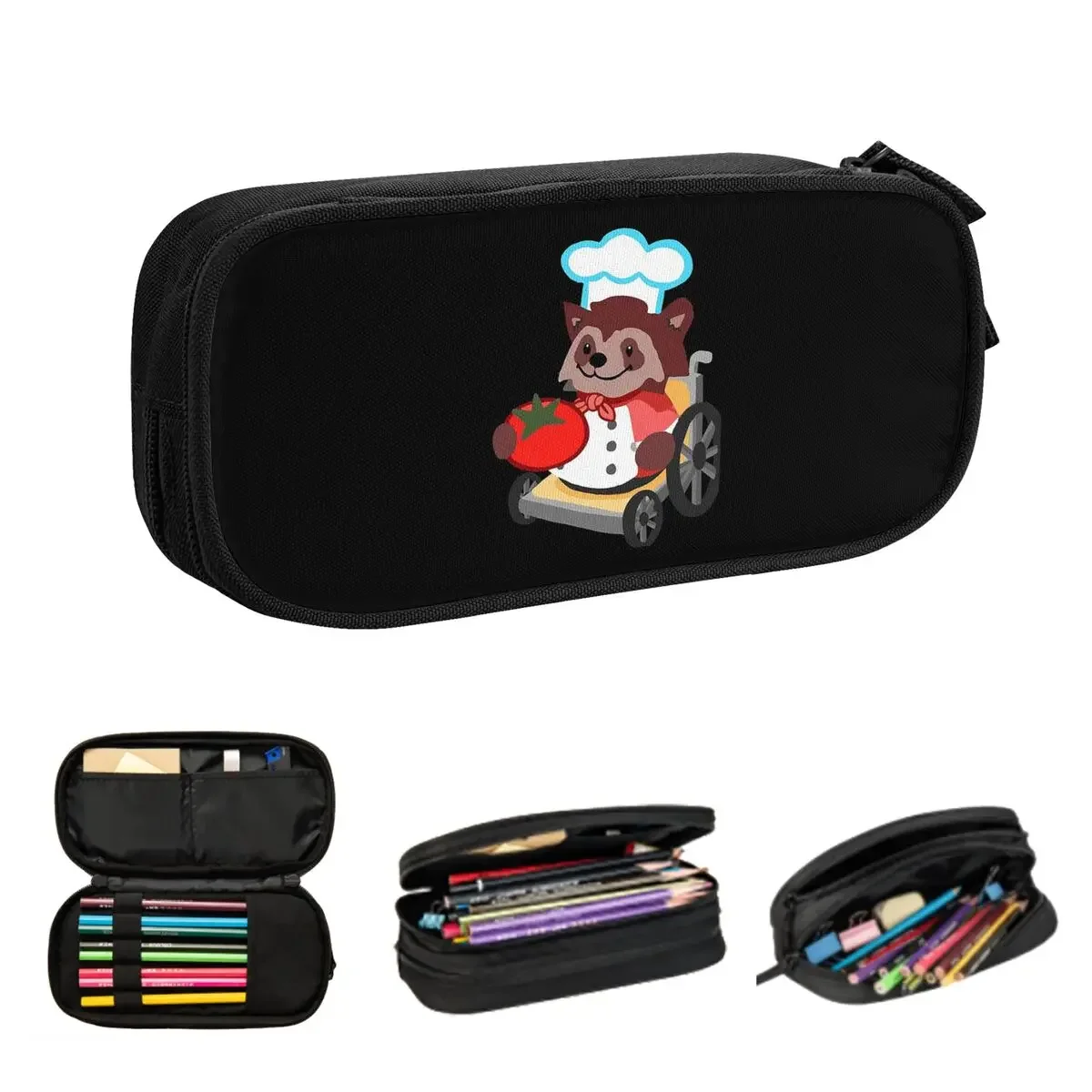 Cute Overcooked Wheelchair Raccoon Chef Gift Pencil Cases Pen Bags Pen Box Pencil Pouch For Boy Girl Students Stationery School