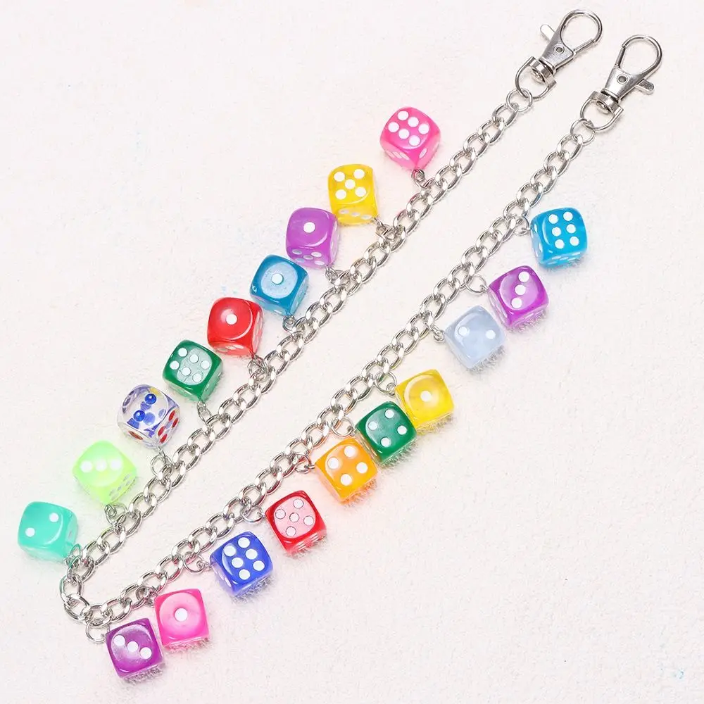 Jeans Chain Colorful Dice Waist Chain Zinc Alloy Beads Double-layer Metal Pants Chain Harajuku Style Gothic Punk Belt Chain Male view 3