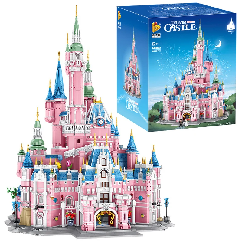 

9963PCS Large Pink Princess Dream Castle Building Bricks Kit MOC Advanced Difficulty Assembly Model Bricks Adult Girls Toys Gift