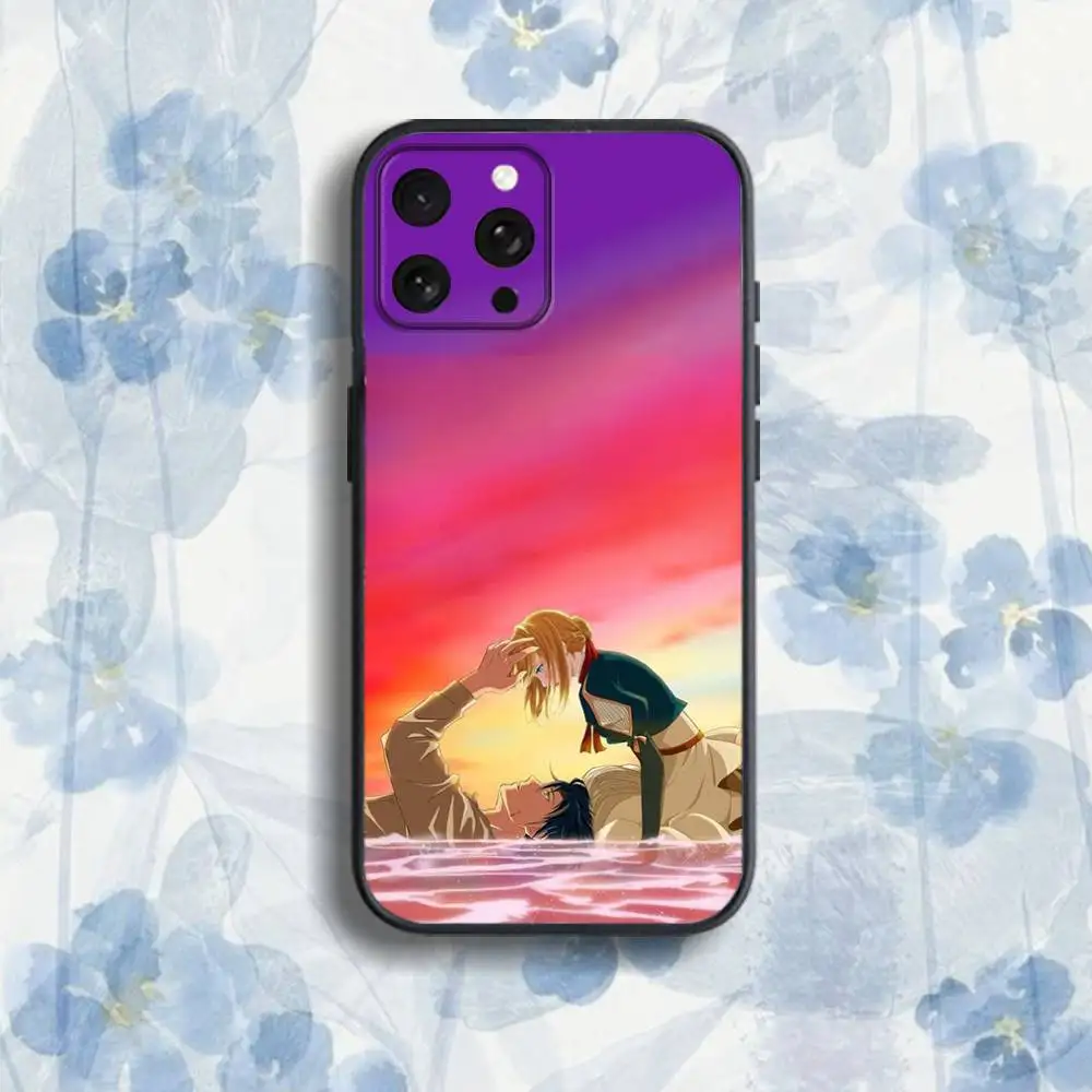 V-Violet Evergarden-es Phone Case For iPhone 17,16,15,14,13,12,Pro,Max,Plus,E,SE4,Air,Mini Black Soft Box