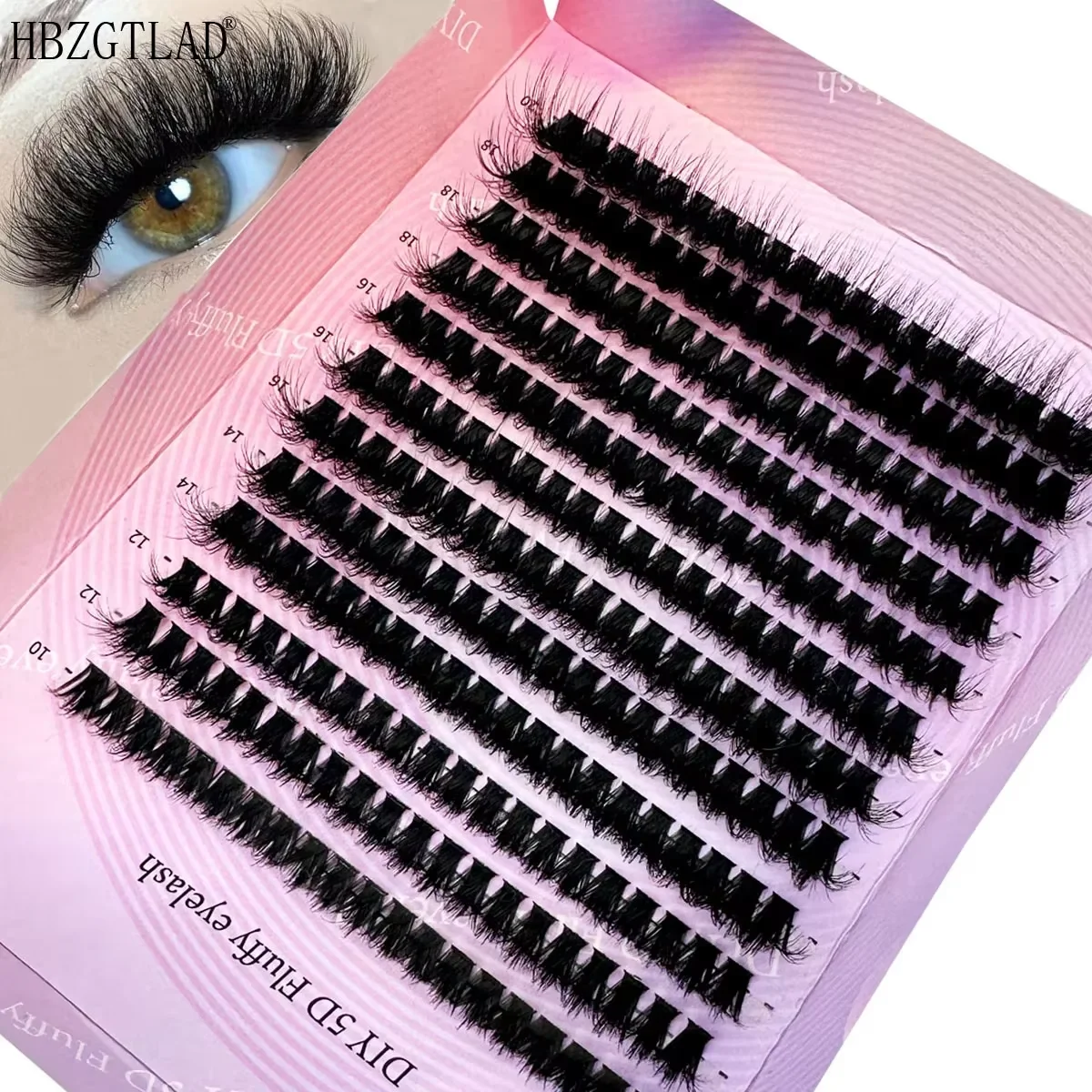 DIY5D Flauschige Wimperncluster, 100D dicke Wimperncluster, CC Curl Wispy Einzelwimpern, 10–20 mm Cluster-Wimpernverlängerung, 240 Stück