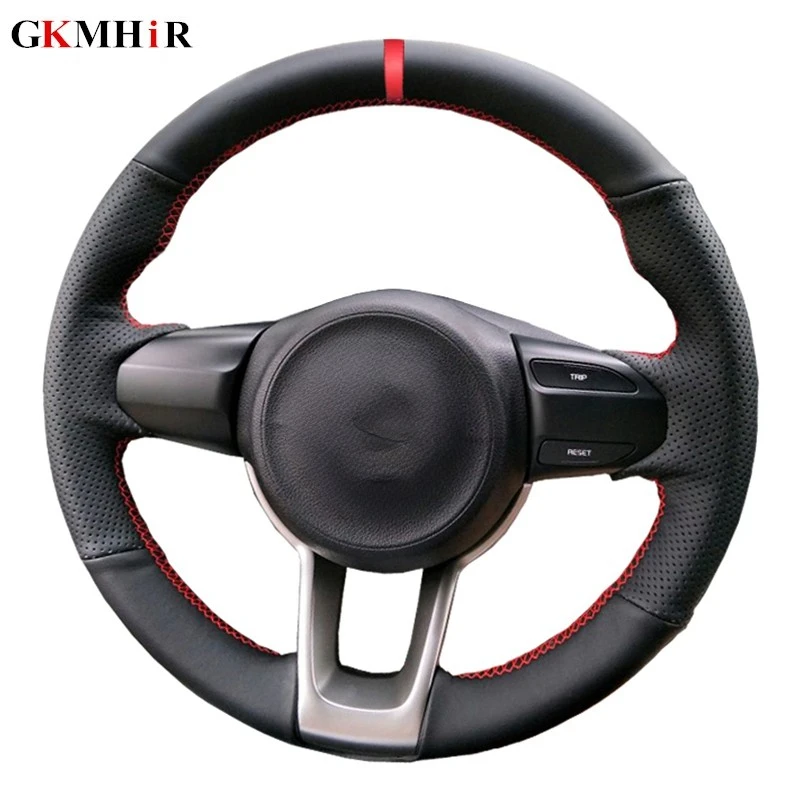 Black Artificial Leather Car Steering Wheel Cover for Kia Rio 2017 2018 2019 2020 Rio5 2019 K2 17-20 Picanto Morning