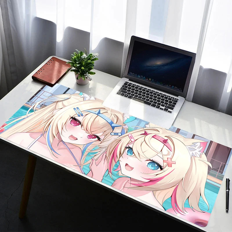 

Anime Mousepad Gamer Gaming Hololive Mococo Fuwawa Abyssgard Mouse Pad Desk Mat Playmat Computer and Office Cabinet Keyboard Pad