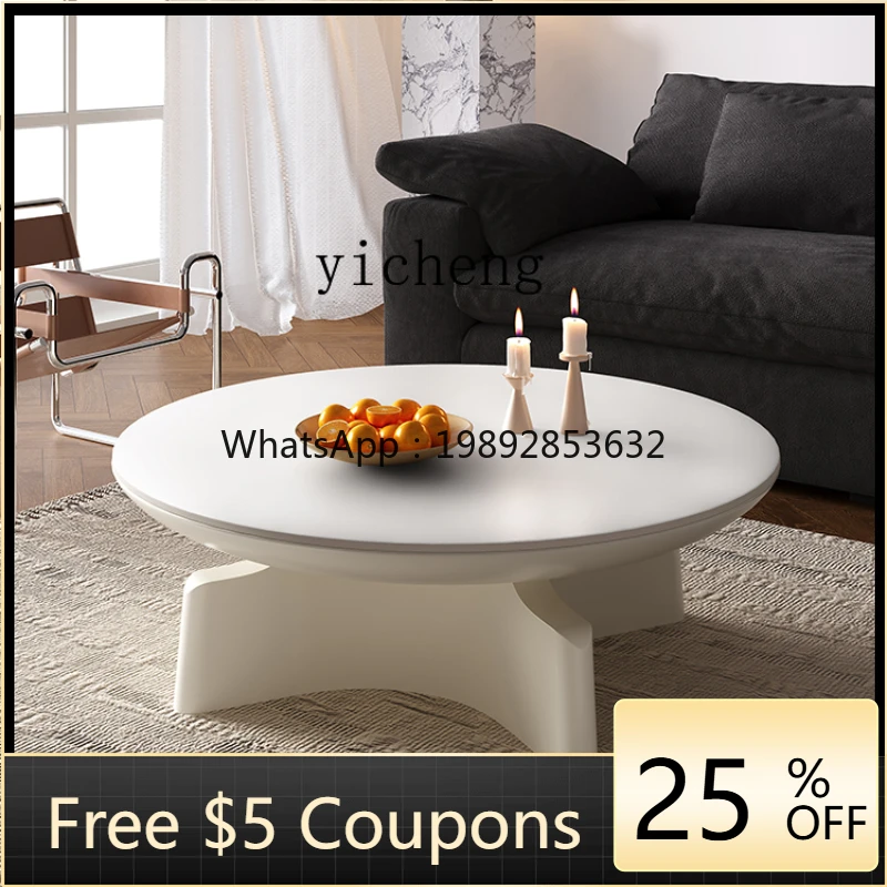 UU  rock slab coffee table combination cream living room size round bed and breakfast art living room decoration