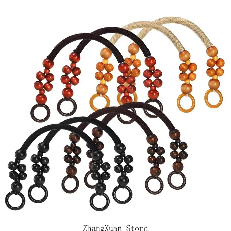 Handtaschengriffe aus Holzperlen, Ersatz für handgefertigte Häkeltaschen und Nähen, 3 x – Detail 2