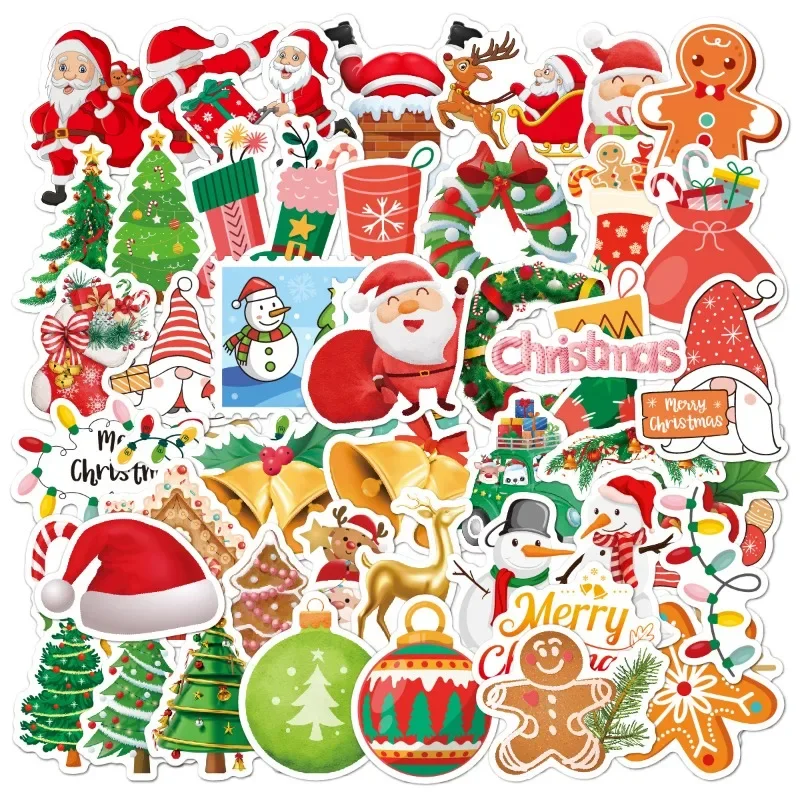 Christmas Stickers 50 Pieces Cross-border Amazon Water Cup Laptop Christmas Gift Party Decoration Stickers