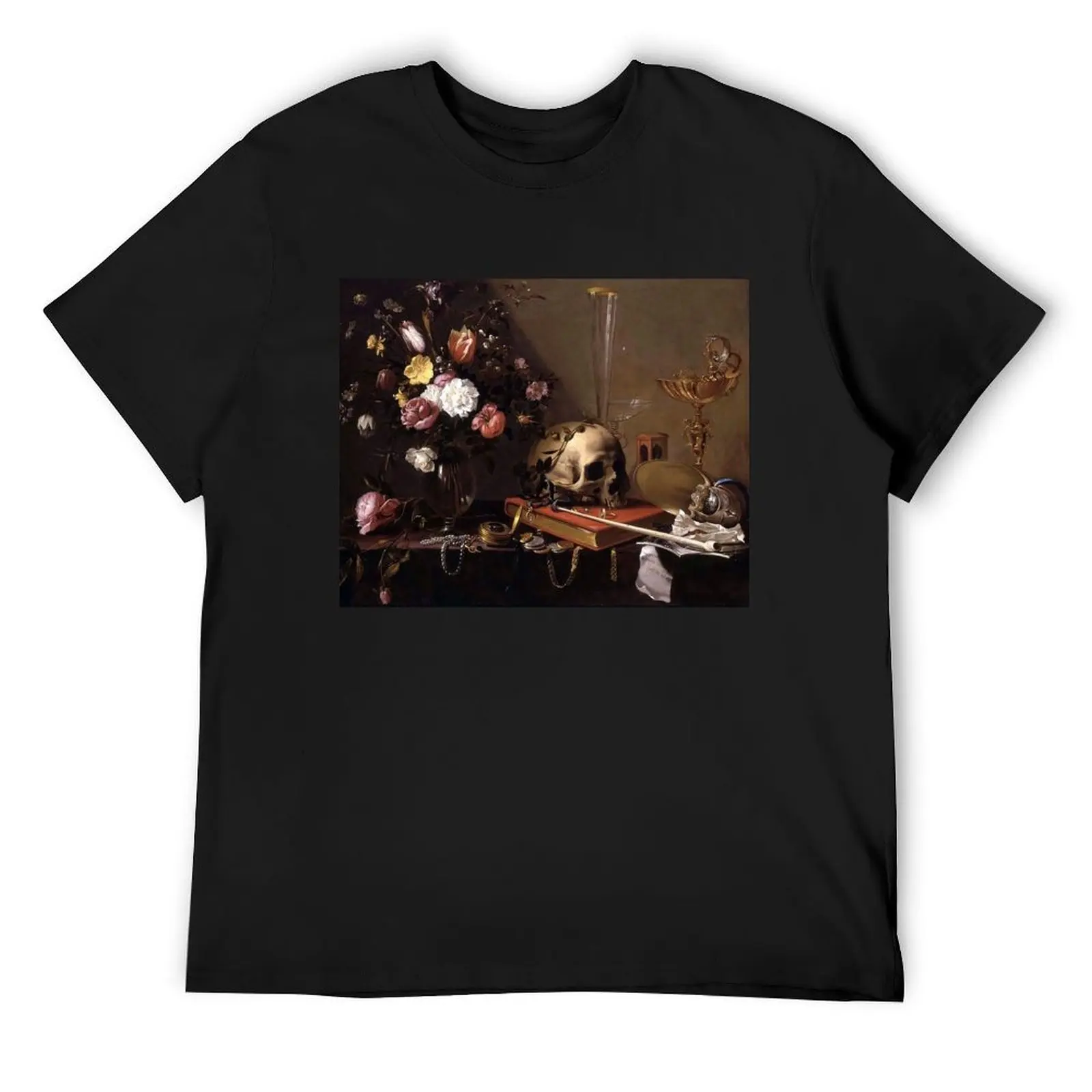 Vanitas - Still Life with Bouquet and Skull - Adriaen van Utrecht T-Shirt oversizeds mens designer clothes