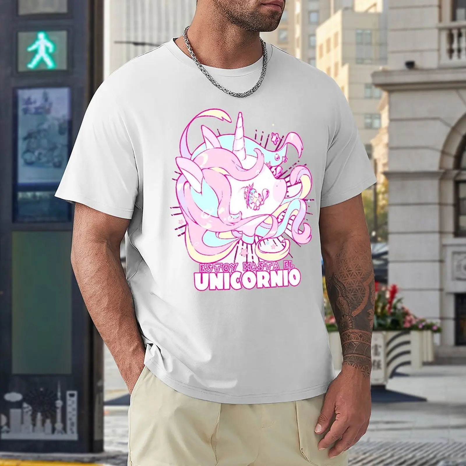 Divertidos De Estoy Hasta El Unicornio Top Tee Casual Graphic T-shirt Fresh  Sport  Novelty Aactivity Competition USA Size