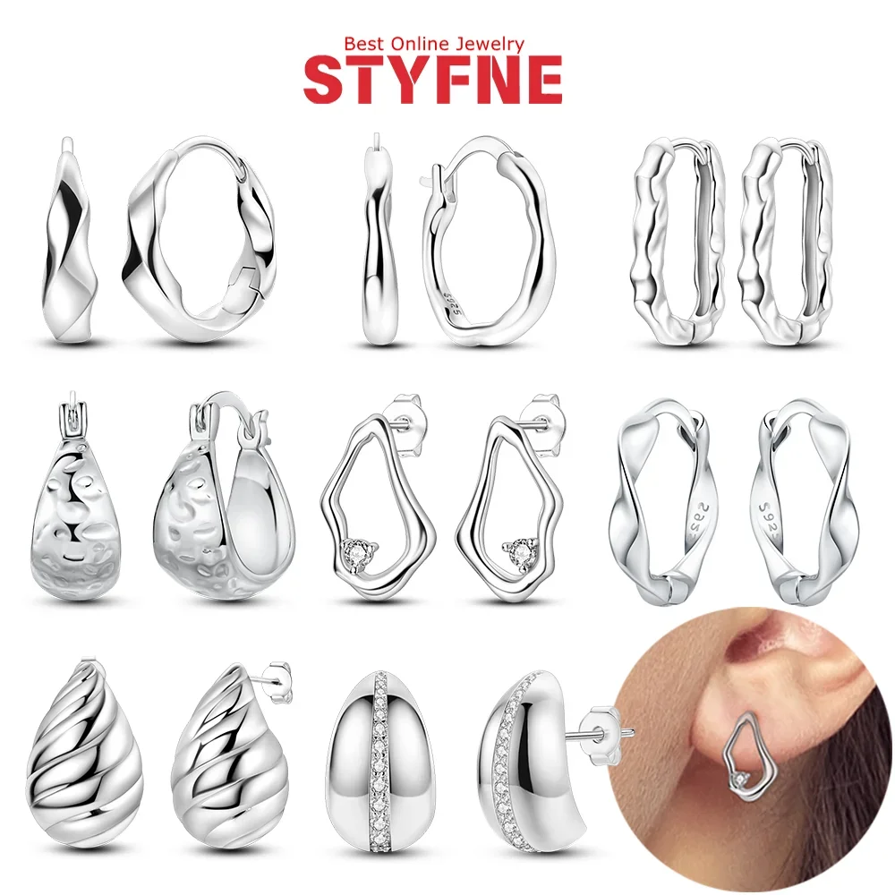 

Earrings 925 Silver Liquid Irregular Earrings Ripple Water Drop Hoop Earrings for Women Jewelry Birthday Party Fine Gifts