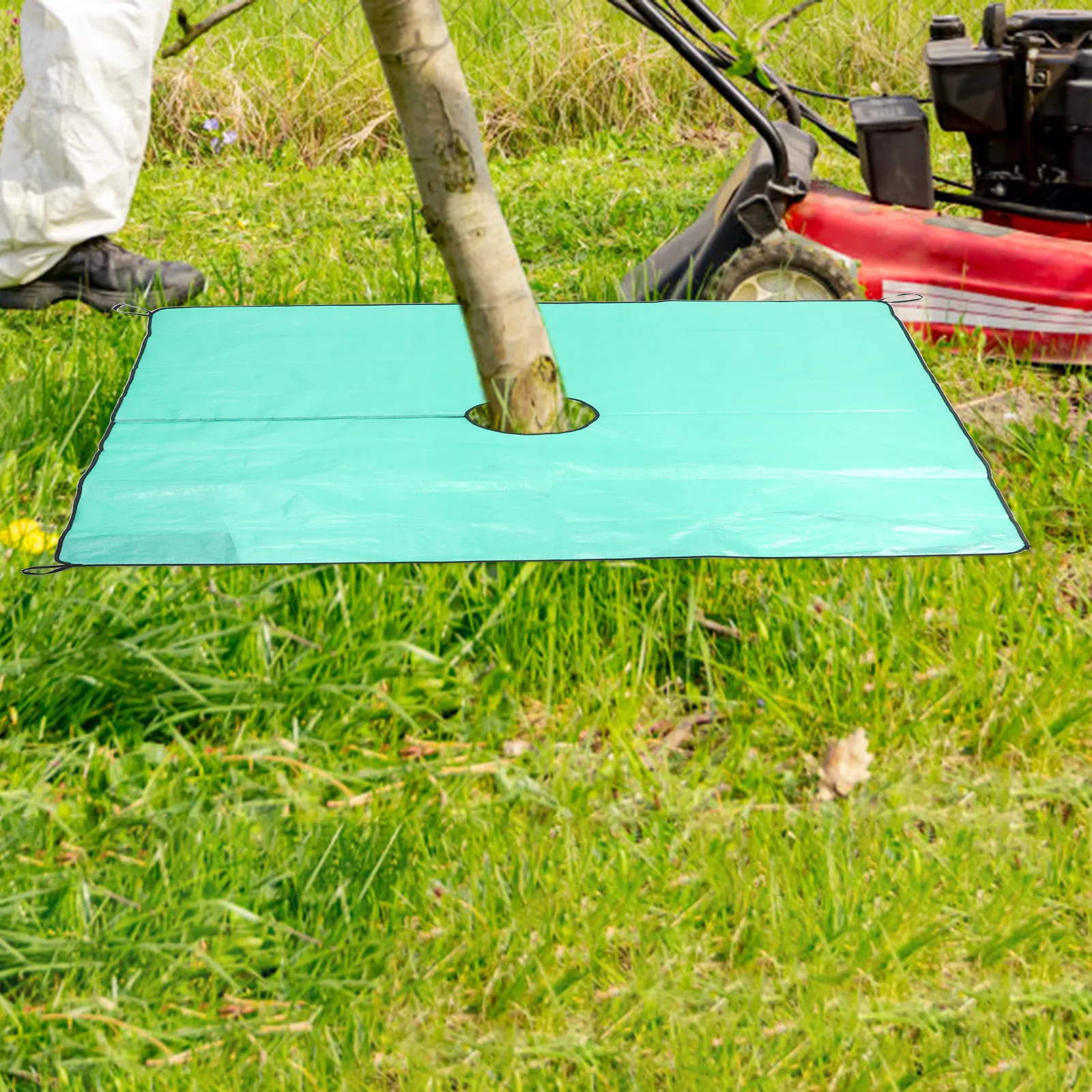 

1pc 200X200Cm Garden Tree Pruning Waterproof Heavy Duty Landscape Fabric For Trimming Leaf Collection 30Cm Center Hole Fasteners