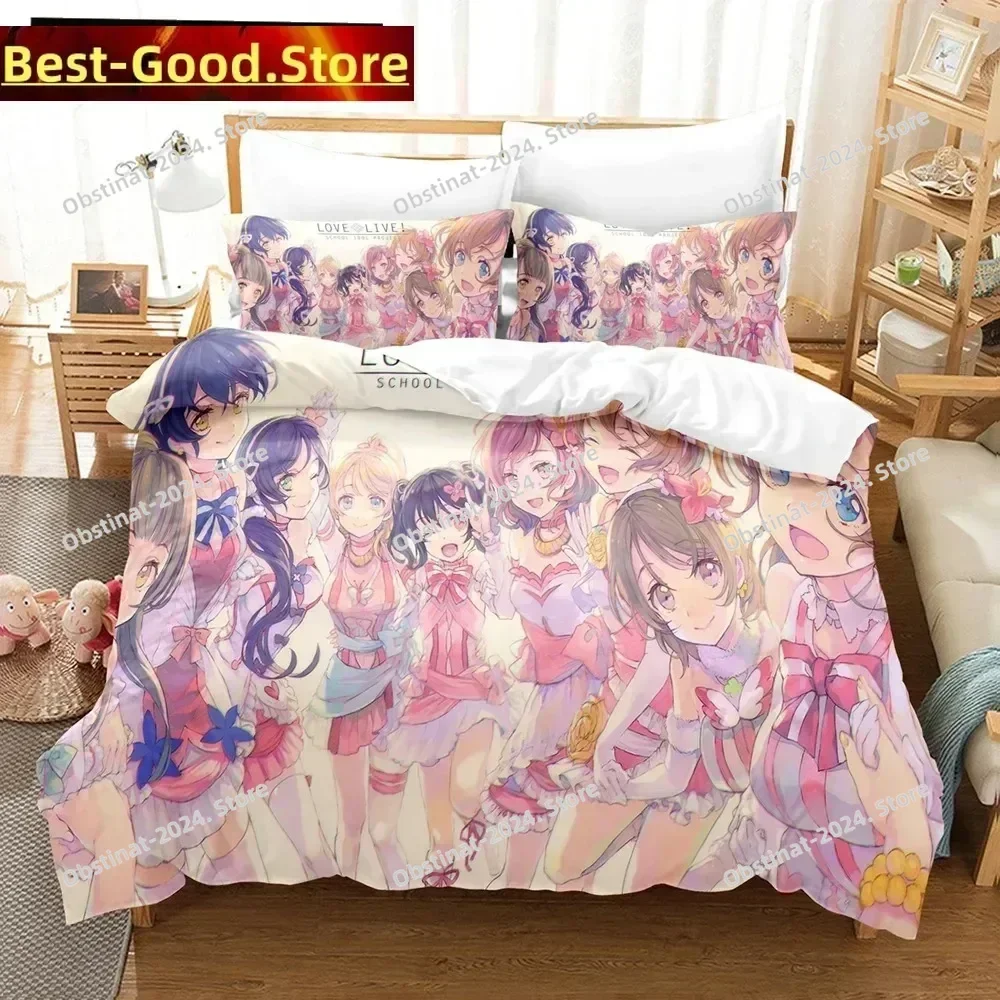 Anime Love Live College Idol Festival 3D Print Comforter Bedding Set,Duvet Cover Bed Set Quilt Cover Pillowcase,King Queen Size