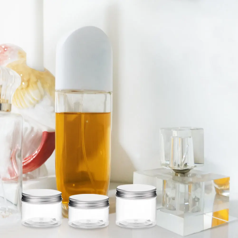 

3Pcs High Grade Plastic Empty Cream Jars Round Sample Storage Bottles for Body Lotion Shampoo Creams Travel Skincare Refills