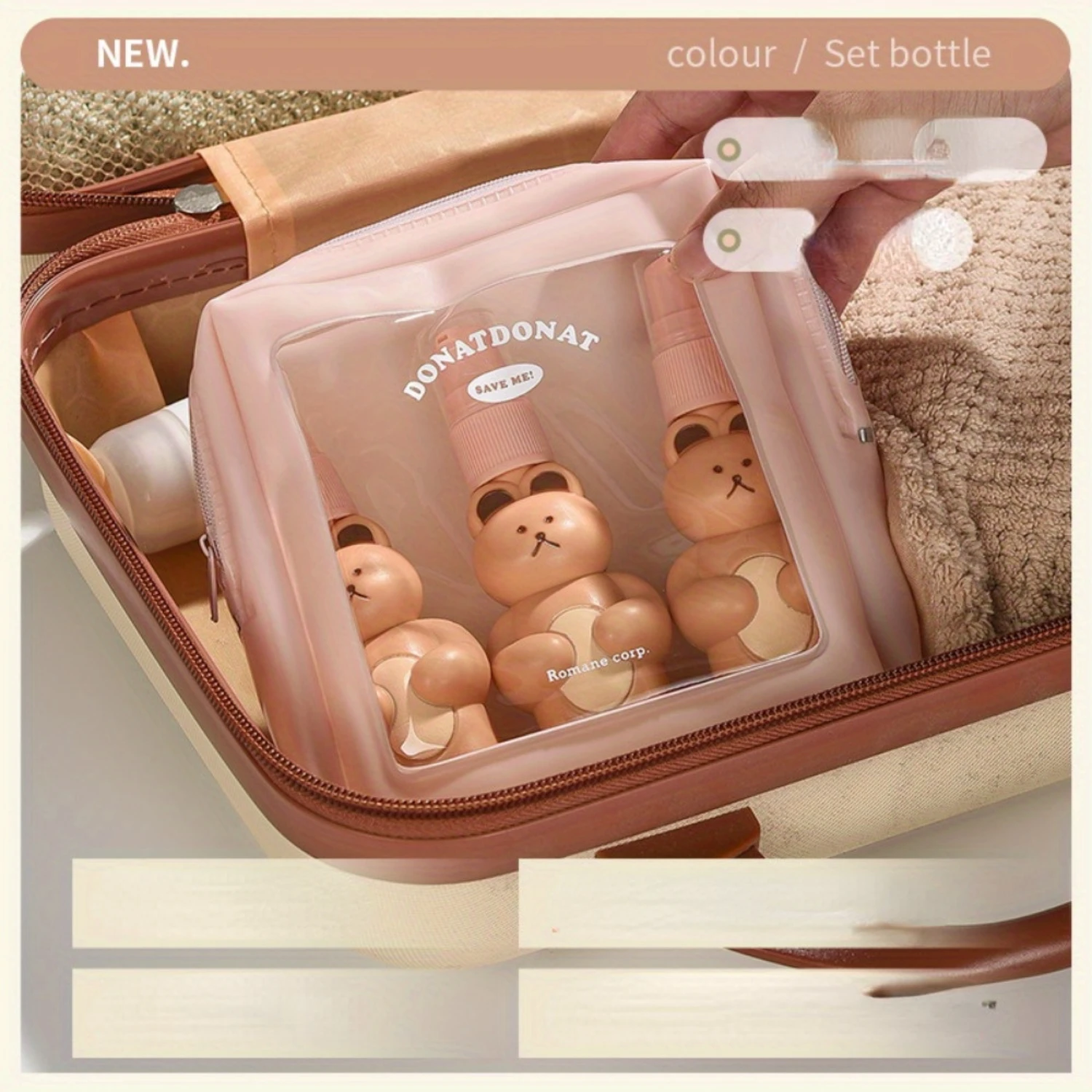 Adorable 3-Piece Travel Bottle Set - Leakproof & Refillable for Shampoo, Conditioner, Lotion!