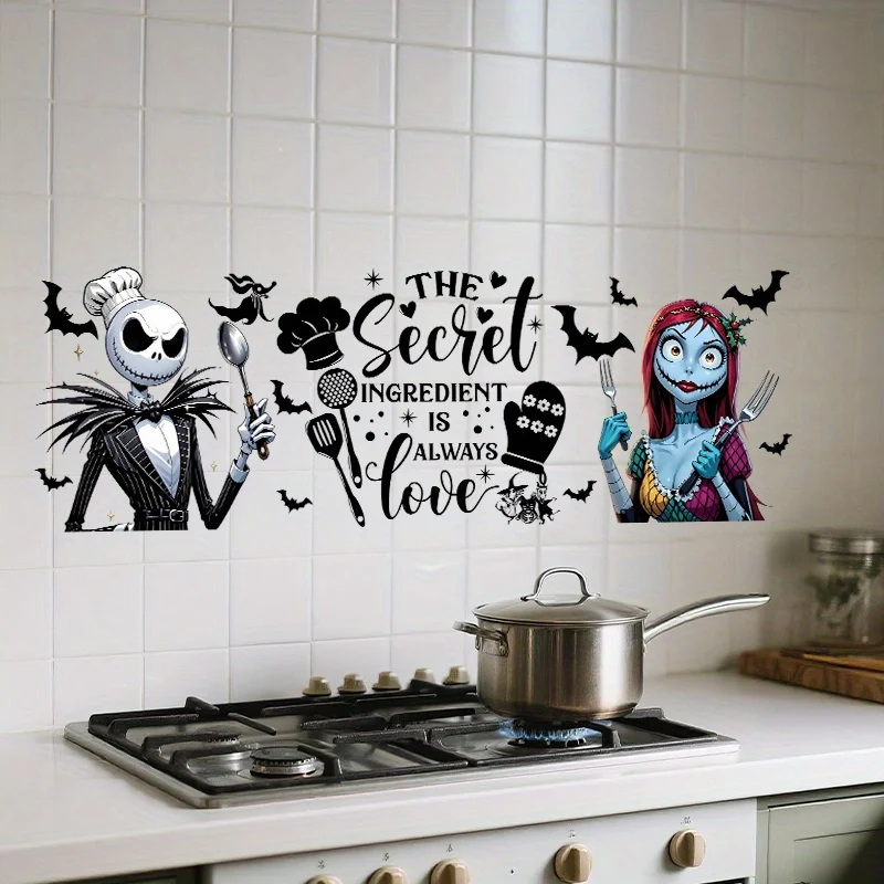 1 Adhesivo de pared universal para cocina Disney The Nightmare Before Christmas Jack, adecuado para decoración del hogar, se puede utilizar en interiores, en ventanas, porches, espejos