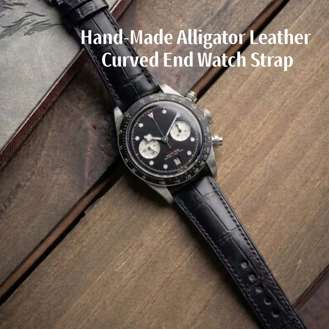 High-End Hand-Made Custom Genuine Alligator Belly Leather Curved End Watch Strap 20mm 21mm 22mm Watch Band