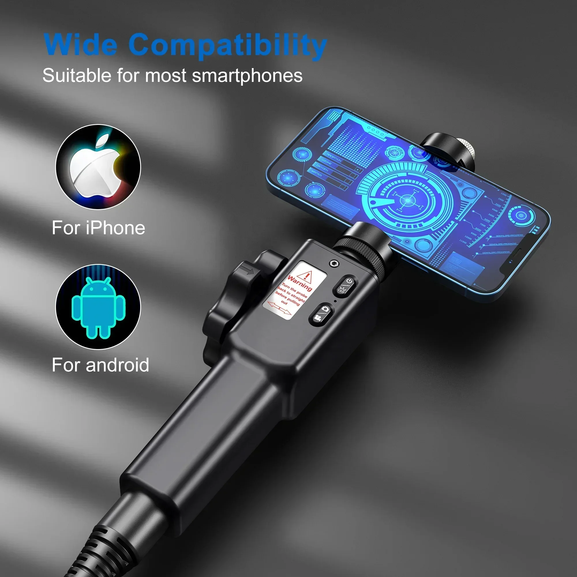 Kamera Borescope 360 Derajat F408A, Artikulasi Borescope dengan Sistem Ganda Android dan IOS, Borescope Mobil