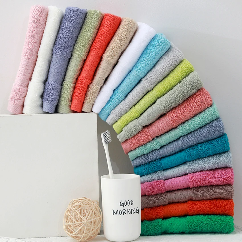 Asciugamani fazzoletto 20 colori asciugamano piccolo in cotone di alta qualità tinta unita morbido spesso 34*34cm per adulti asciugamani per bambini