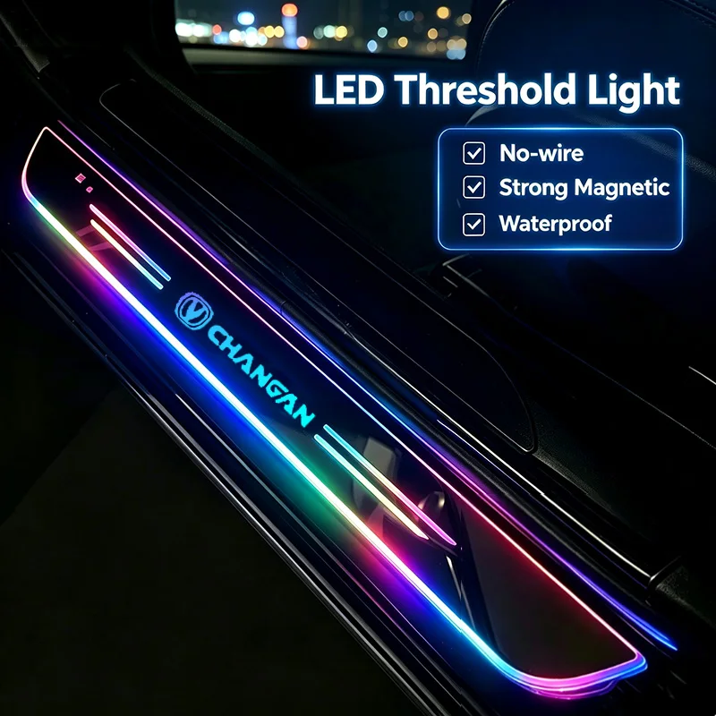 USB Magnetic 7-Colors LED Car Door Sill Lamp Welcome Pedal Strips Light for Changan CS75 PLUS CS85 Coupe CS95 CS35 CS15 CS55