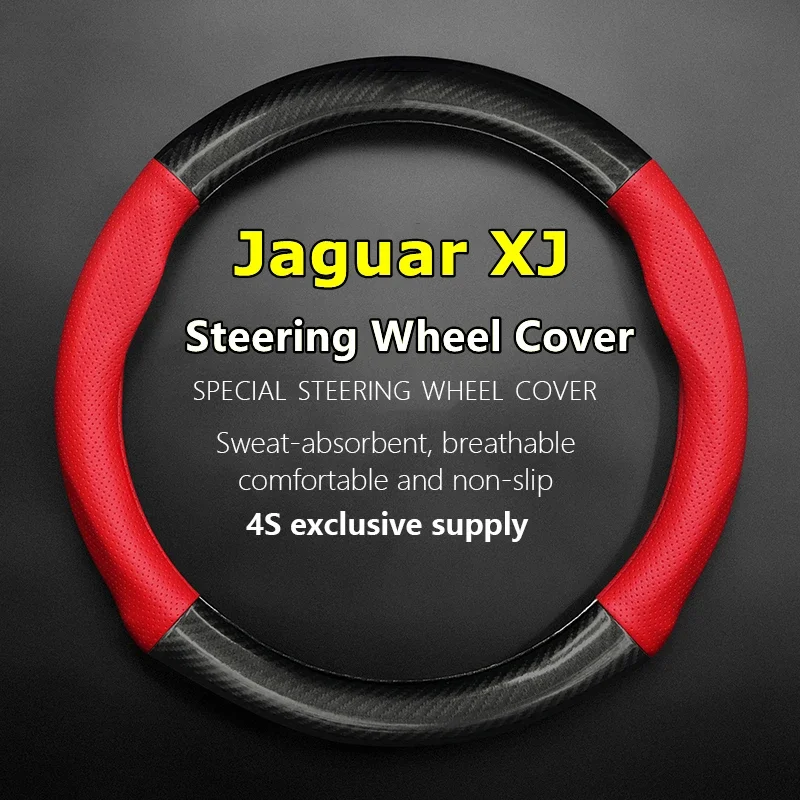 No Smell Thin For Steering Wheel Cover Genuine Leather Carbon Fit Jaguar XJ 2.0T 3.0 SC 2014 2015 2016 2018