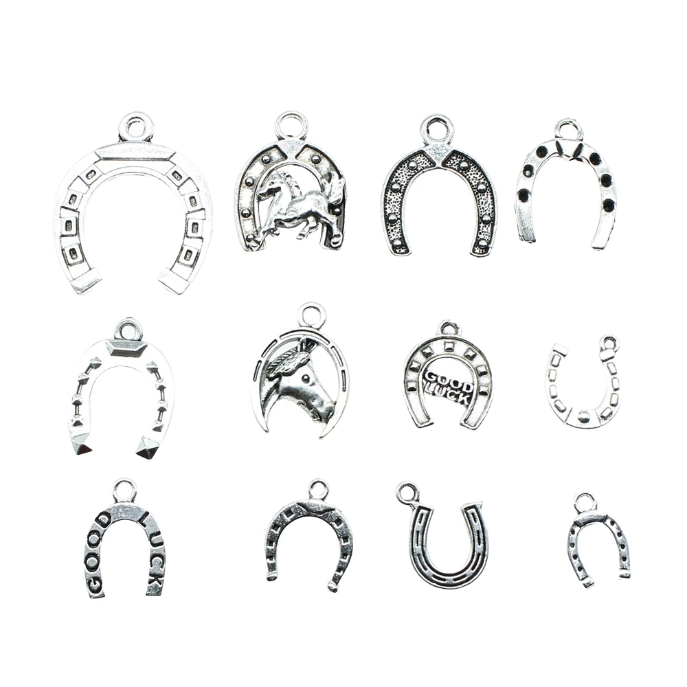 20pcs Horseshoe Pendant Charms Antique Silver Color Horse Shoe Charms Jewelry DIY Lucky Horseshoe Charms For Bracelet