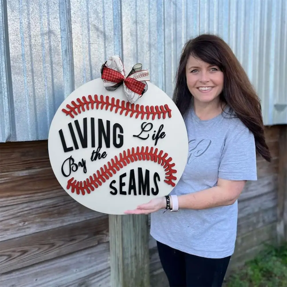 Hanging Sign with Lanyard Anti-scratch Burr-free Baseball Pattern  Living Life by The Seams Welcome Sign Home Decor