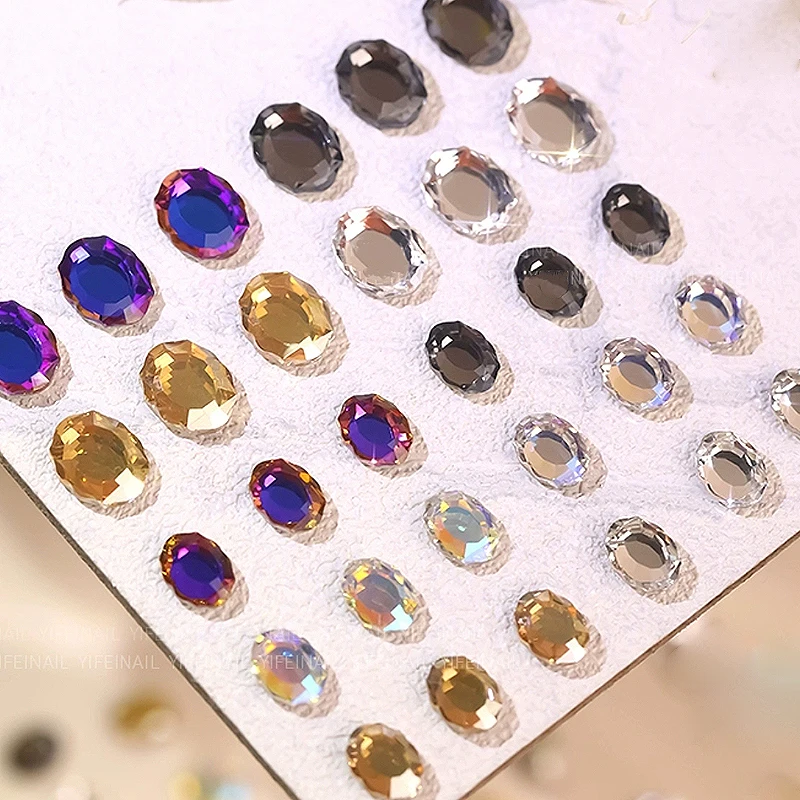 レースオーバルマジックミラーネイルアートラインストーン平底色ガラスクリスタル 3D マニキュア DIY 装飾アクセサリー