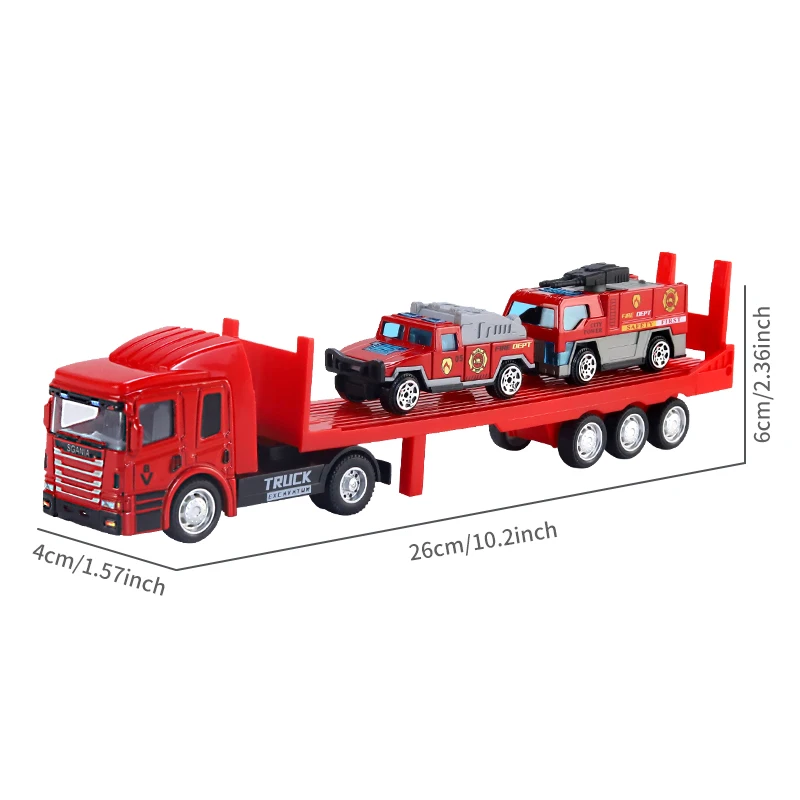 Alloy trailer large transporter Container truck tow head flat inertial pull-back Puzzle boy model Halloween gift toy car