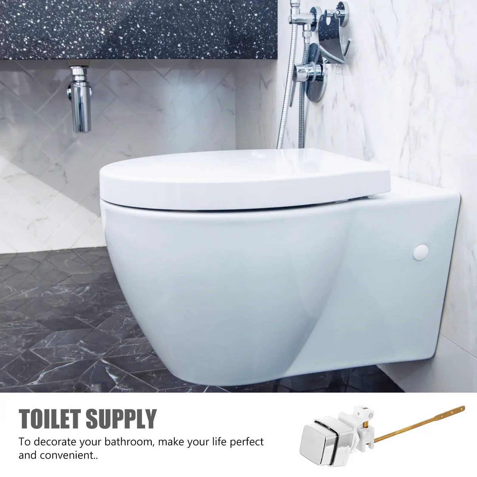 

1 шт. квадратная медная кнопка смыва с рычагом, совместимая с боковым креплением для унитазных бачков, простая установка, декор для ванной комнаты, функциональная.