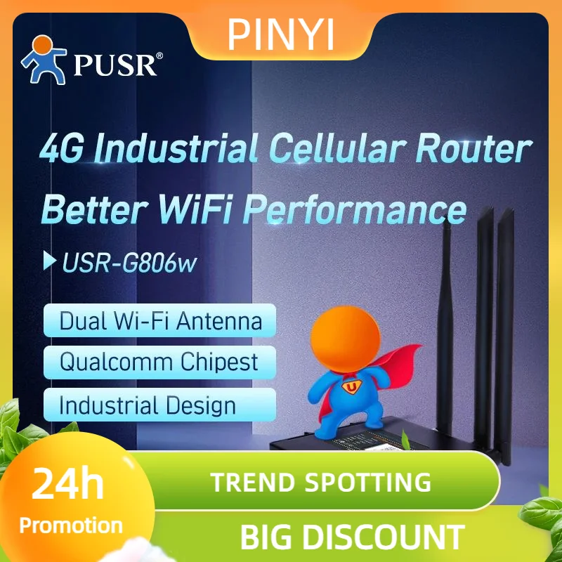 

Промо-усовершенствованный Wi-Fi промышленный сотовый маршрутизатор 4G, австралийская и латинская американская антенна Dula USR-G806w-AU