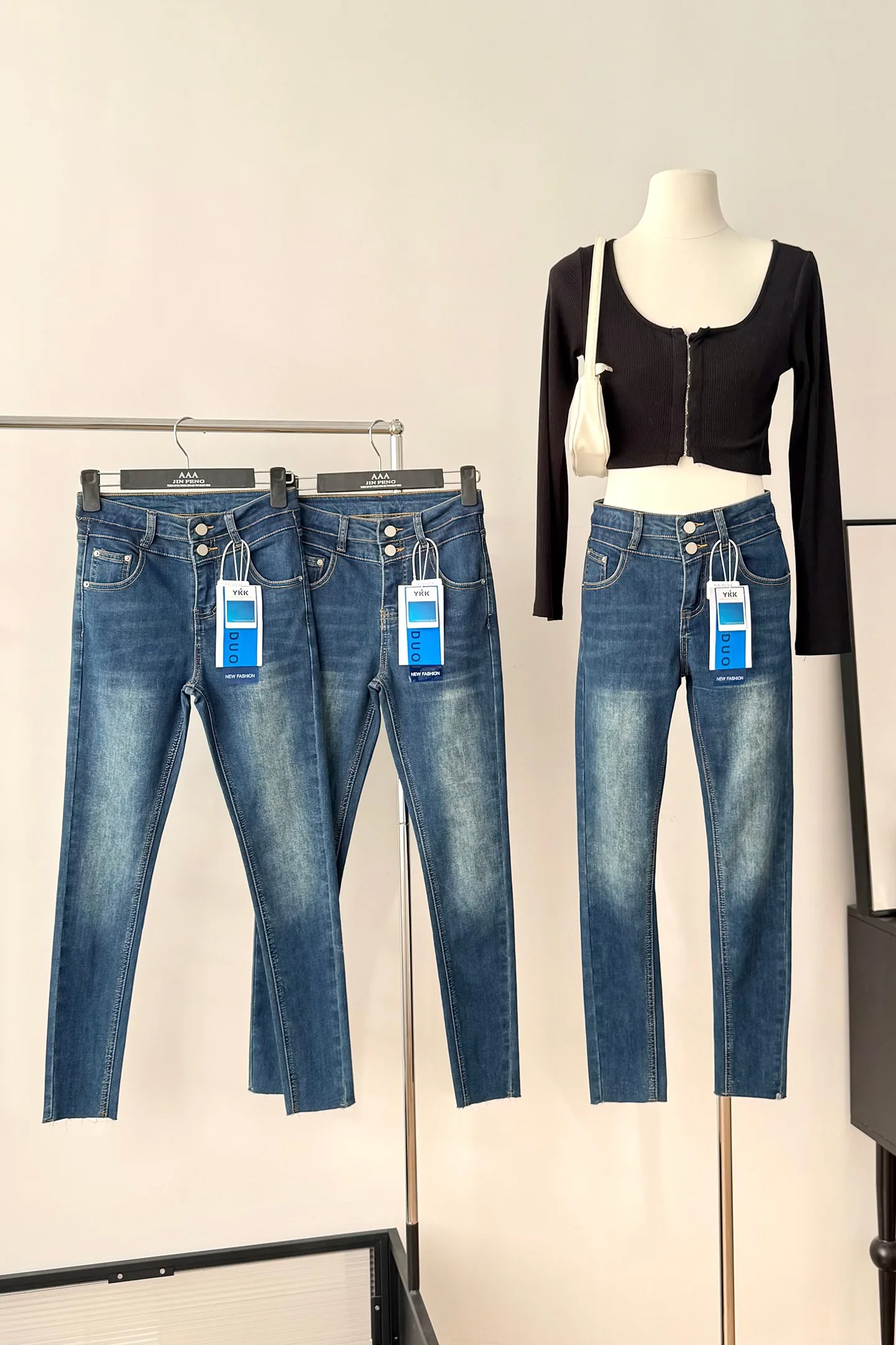 Women's Sexy Side Padded Hip-enhancing Skinny Penceil Jeans Lady Streetwear Bright Line High Waist Slim Penci; Jean
